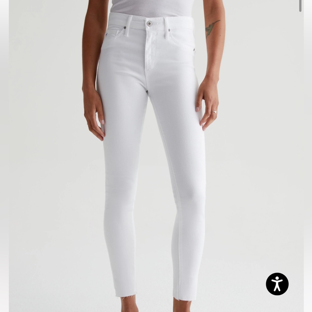 AG Jeans Farrah Skinny Crop White Jeans